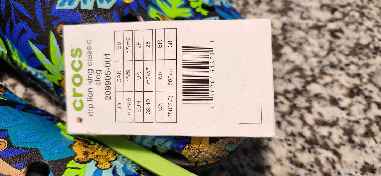 Disney Lion King Classic Crocs Clog M7/W9 NWT Jungle Print