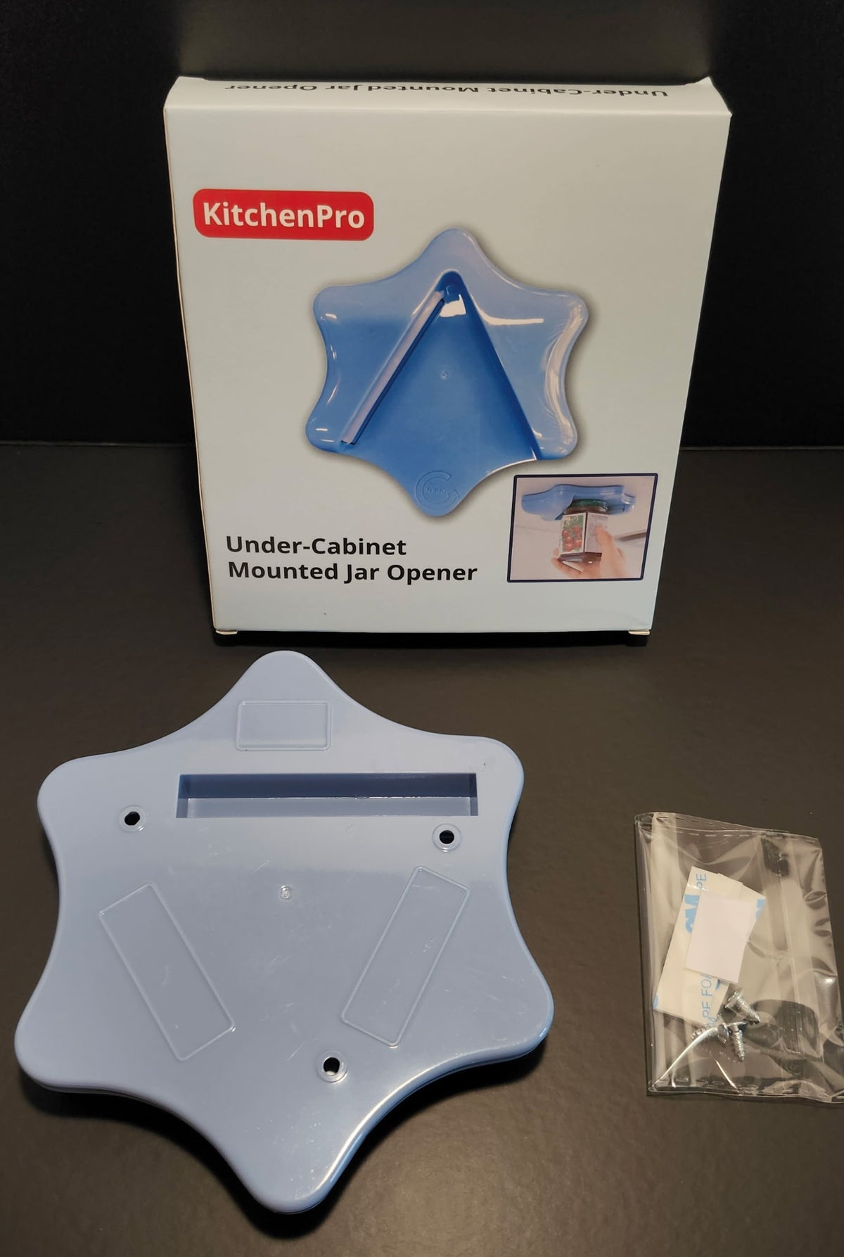 KitchenPro Under Cabinet Mounted Jar Opener Blue w/ Hardware 7.25" New