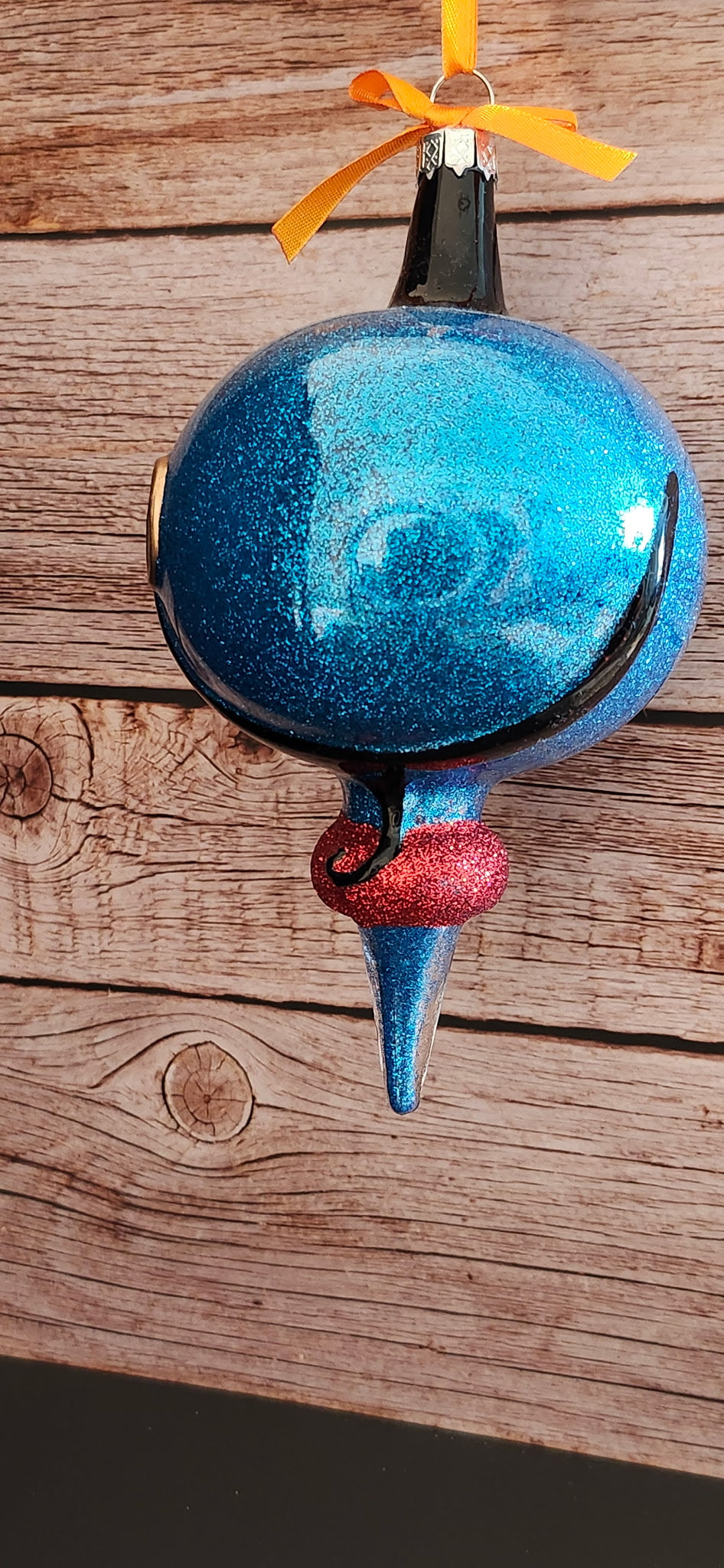 Disney Parks Aladdin Genie Glitter Glass Ornament NWT 7"