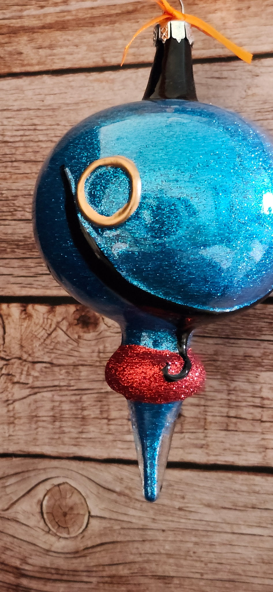 Disney Parks Aladdin Genie Glitter Glass Ornament NWT 7"