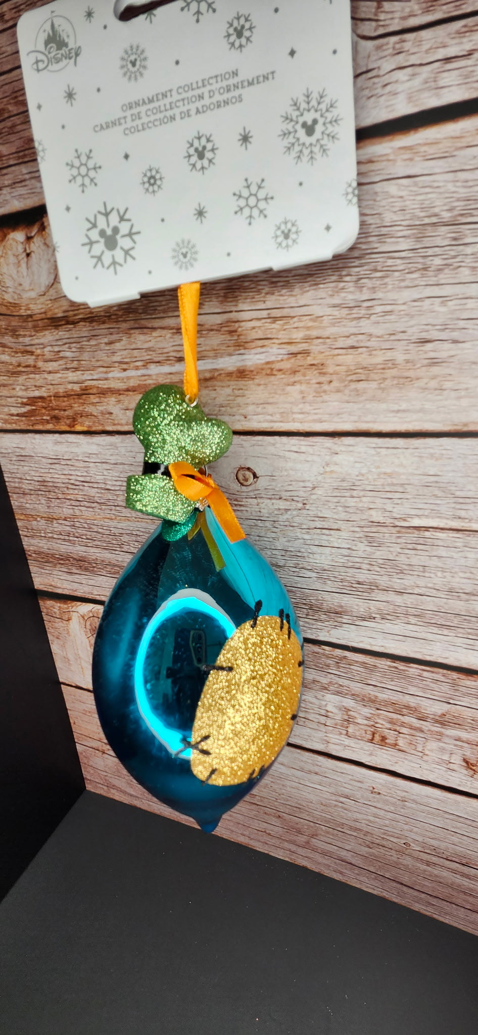 Disney Parks Goofy Glass Ornament Glitter Hat Patch NWT Holiday Decor