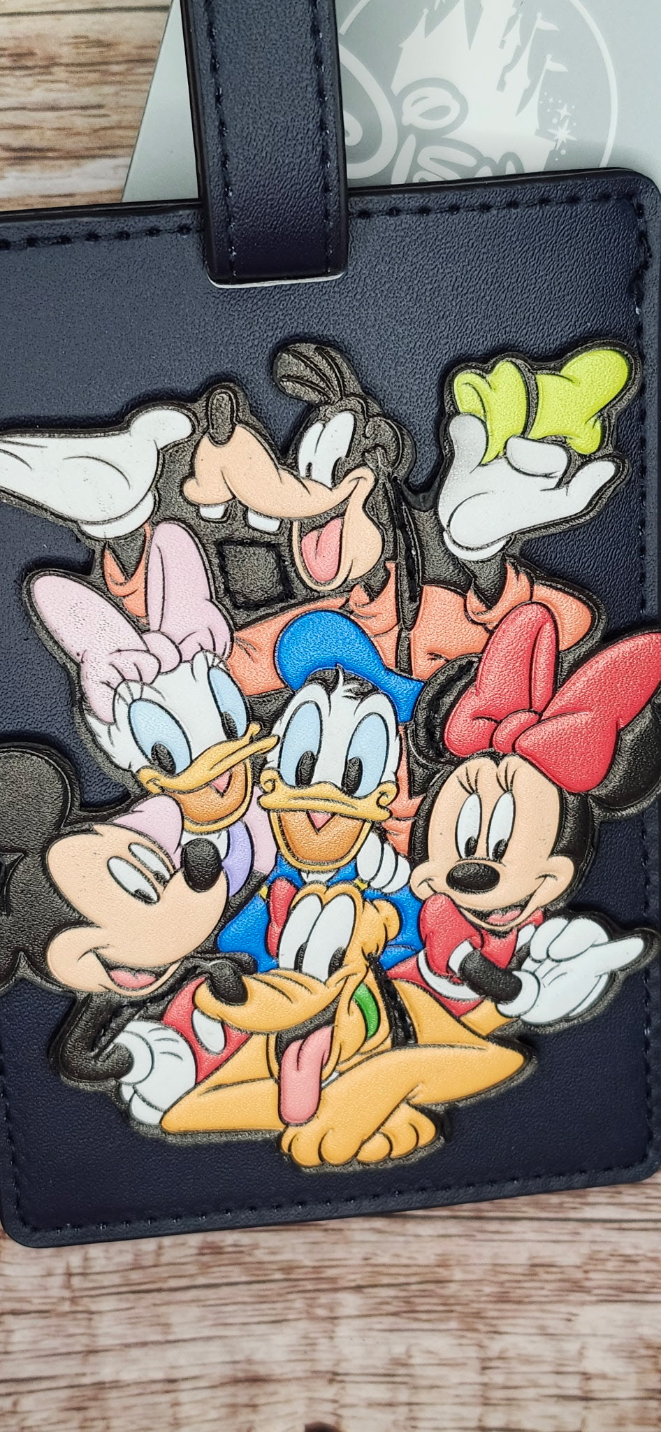 Disney Parks Mickey & Friends Adjustable Faux Leather Luggage Tag NWT