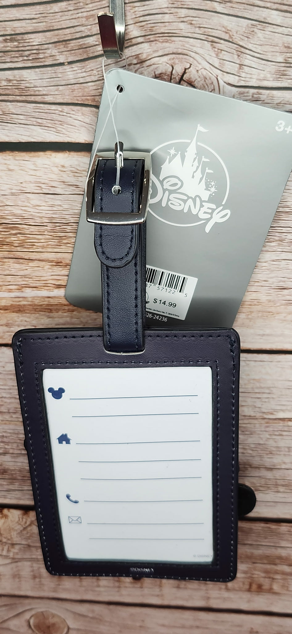Disney Parks Mickey & Friends Adjustable Faux Leather Luggage Tag NWT