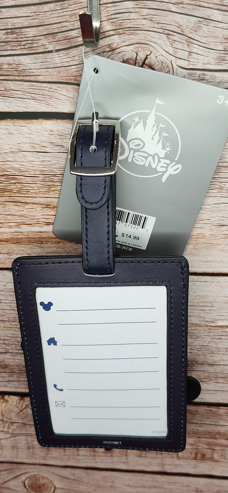 Disney Parks Mickey & Friends Adjustable Faux Leather Luggage Tag NWT