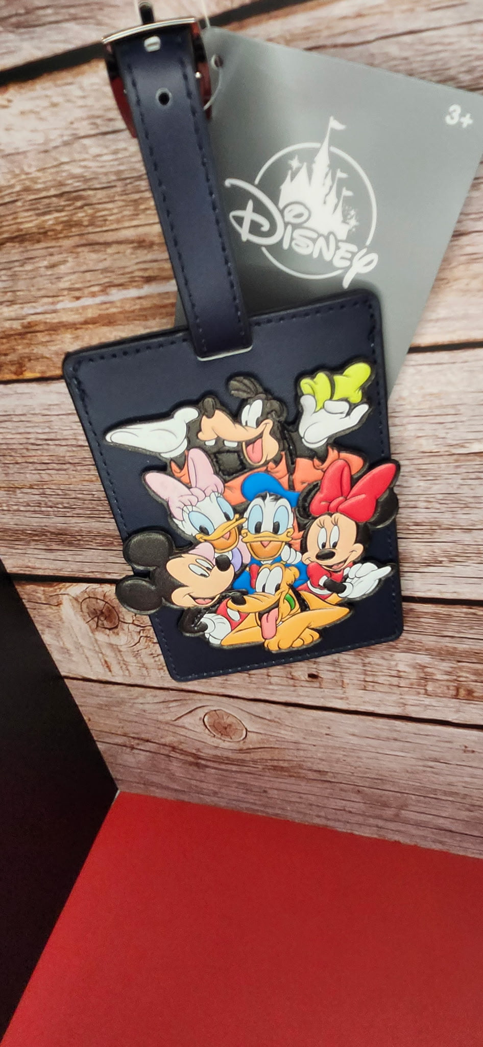 Disney Parks Mickey & Friends Adjustable Faux Leather Luggage Tag NWT