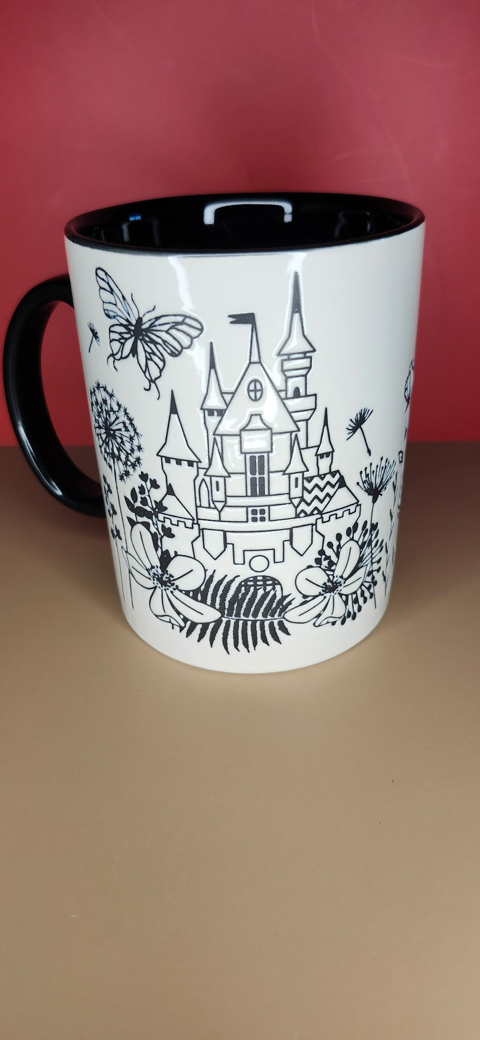 Disney Parks Fantasyland Castle Floral Butterfly Mug 16oz NWT