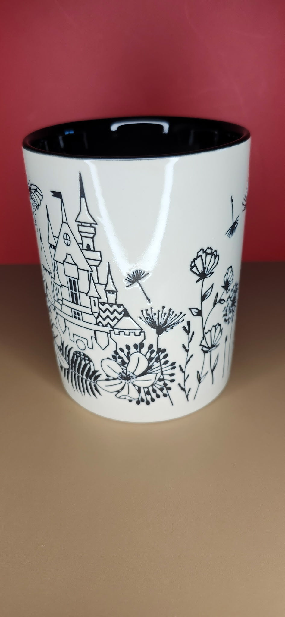 Disney Parks Fantasyland Castle Floral Butterfly Mug 16oz NWT