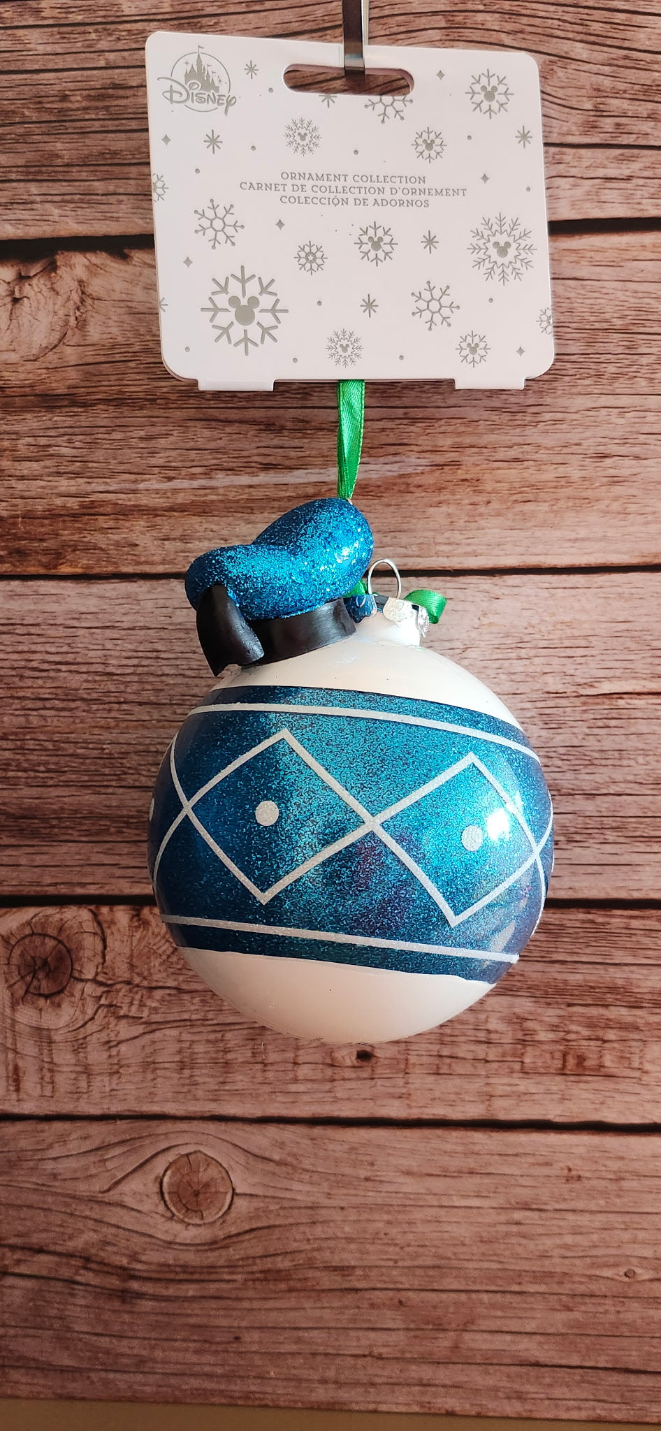 Disney Parks Donald Duck Glass Ornament NWT 5" Glitter Holiday Decor
