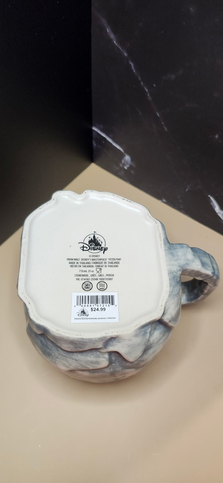 Disney Peter Pan Skull Rock Sculpted Mug 25oz Never Never Land NWT