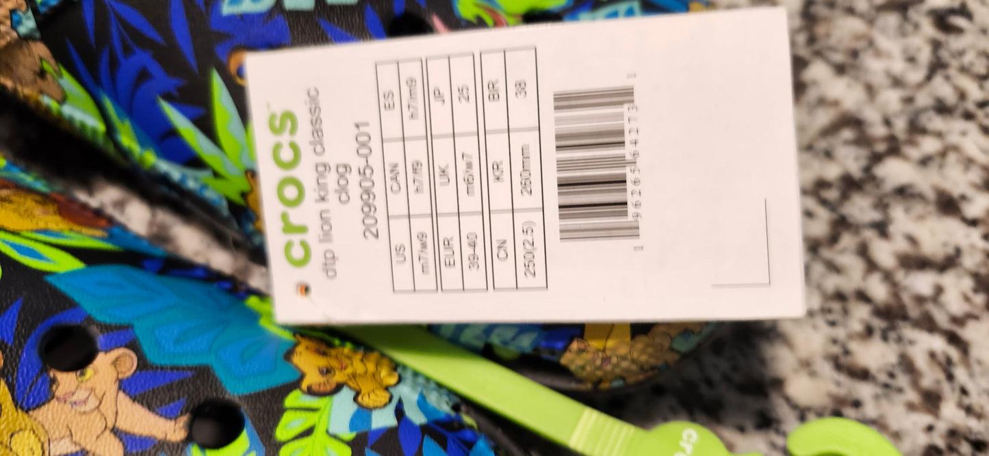 Disney Lion King Classic Crocs Clog M7/W9 NWT Jungle Print