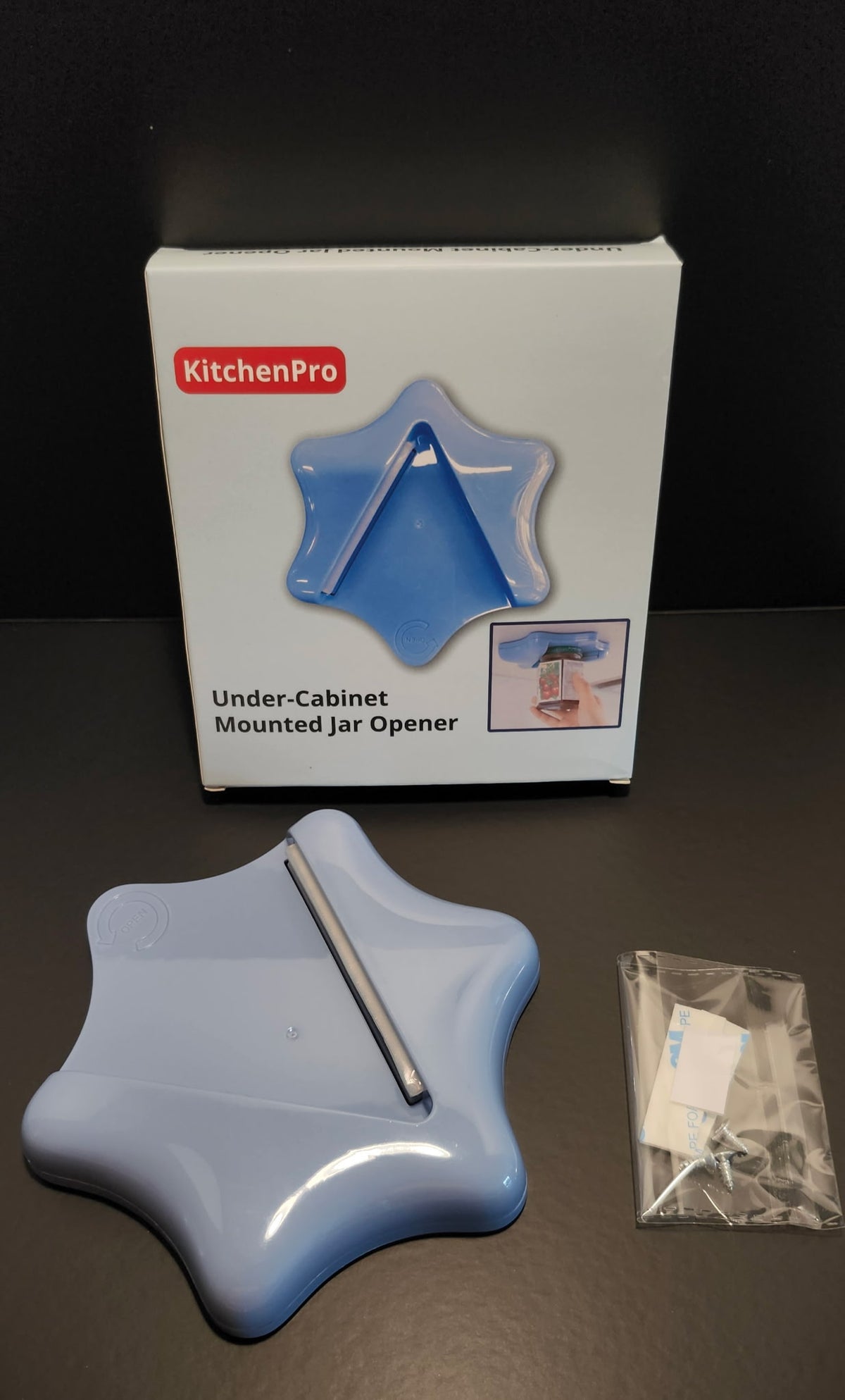 KitchenPro Under Cabinet Mounted Jar Opener Blue w/ Hardware 7.25" New