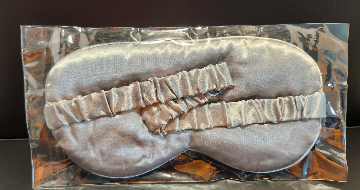 Silver Satin Sleep Mask Soft Eye Cover with Comfort Elastic Band NWT