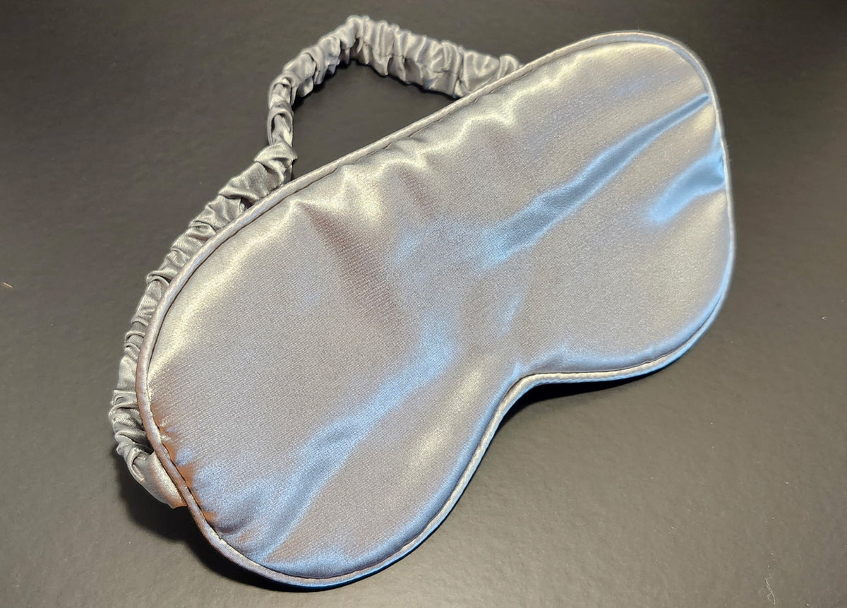 Silver Satin Sleep Mask Soft Eye Cover with Comfort Elastic Band NWT