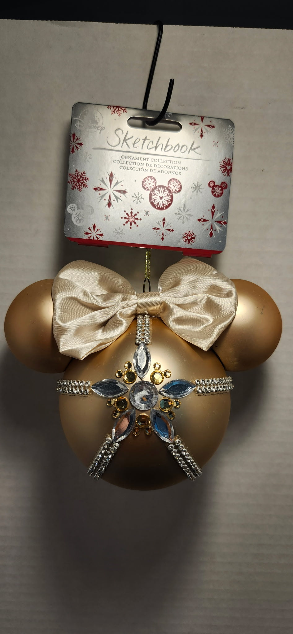 Disney Sketchbook Mickey Icon Gold Glass Ornament Jeweled NWT