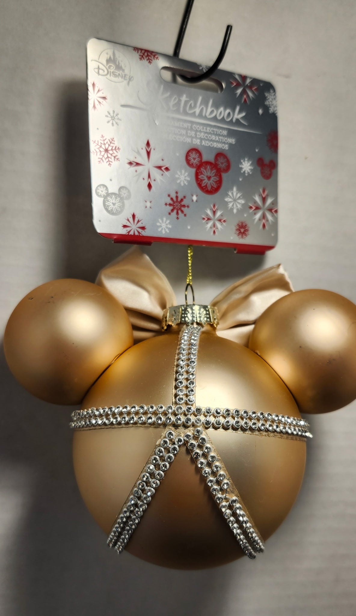 Disney Sketchbook Mickey Icon Gold Glass Ornament Jeweled NWT