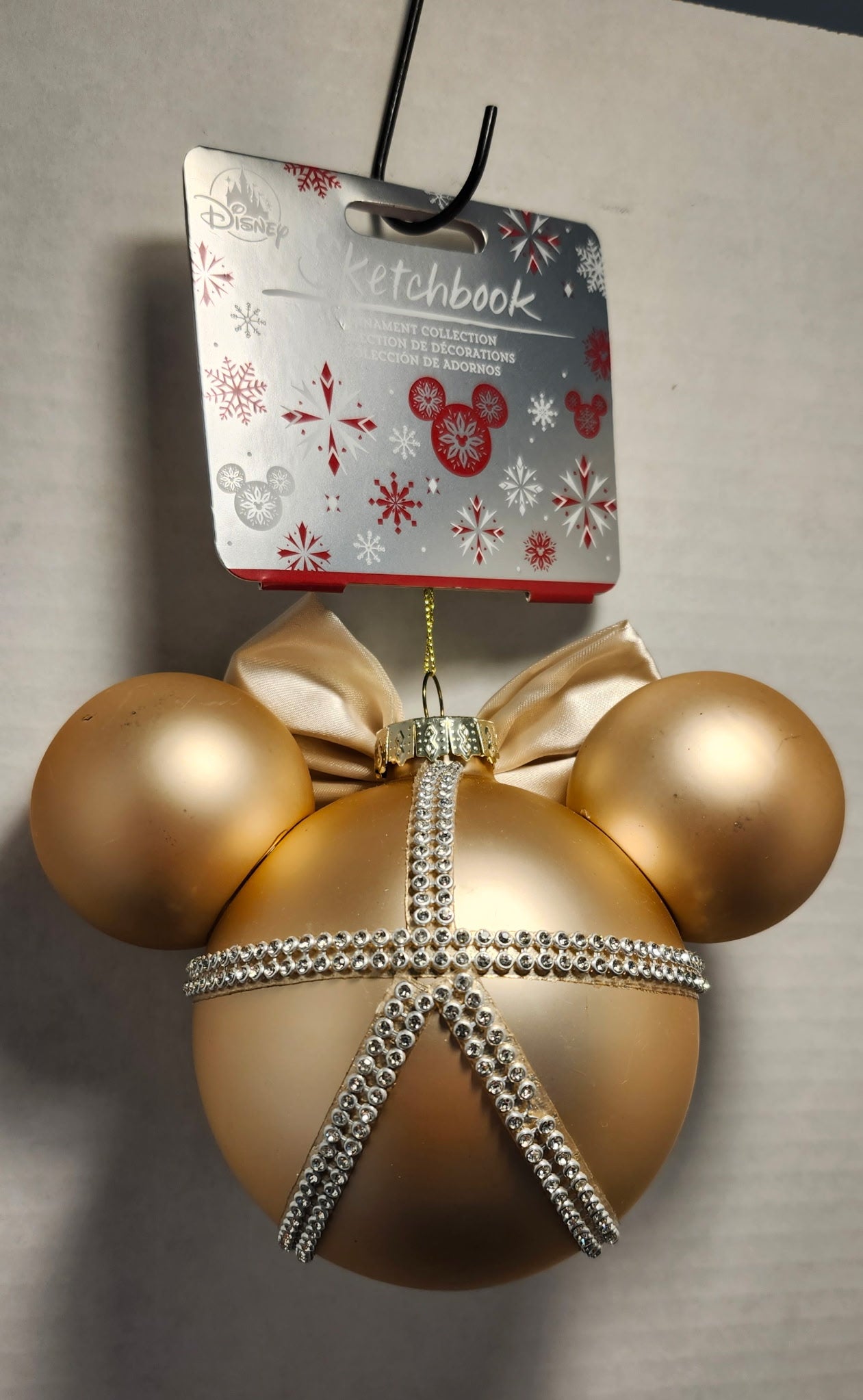 Disney Sketchbook Mickey Icon Gold Glass Ornament Jeweled NWT