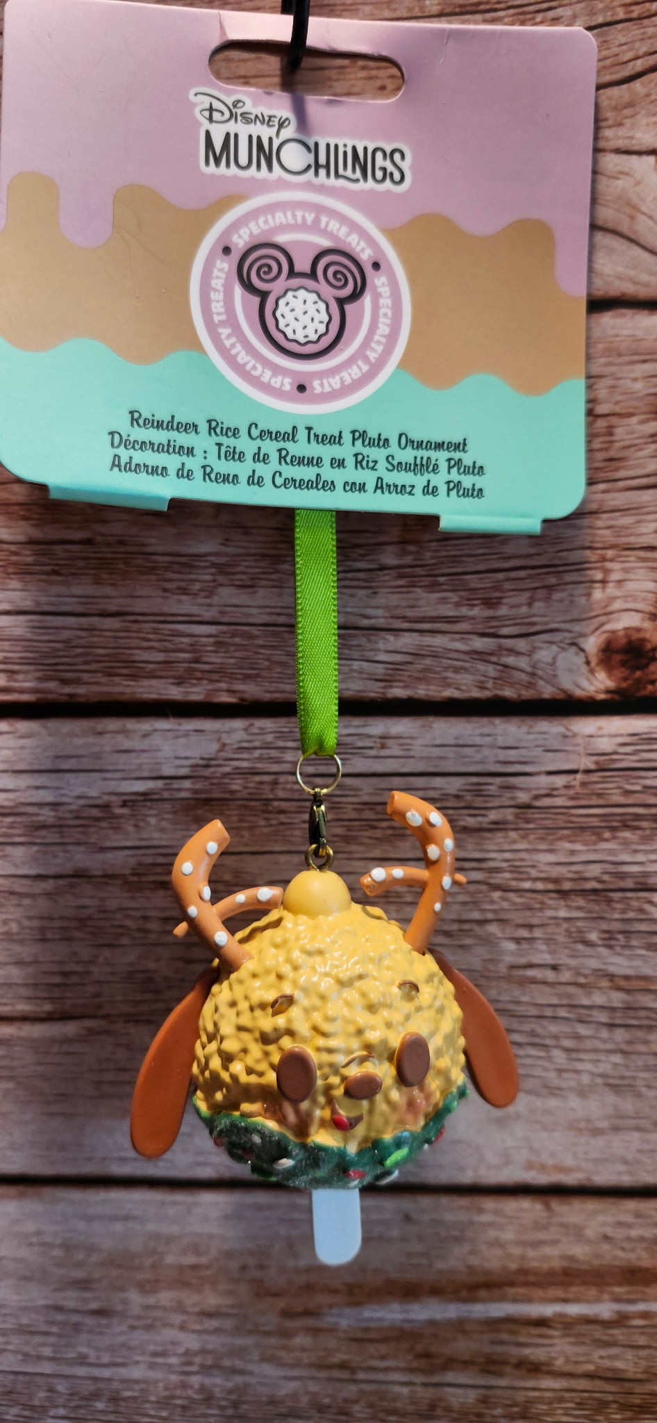 Disney Munchlings Pluto Reindeer Rice Cereal Treat Christmas Ornament NWT