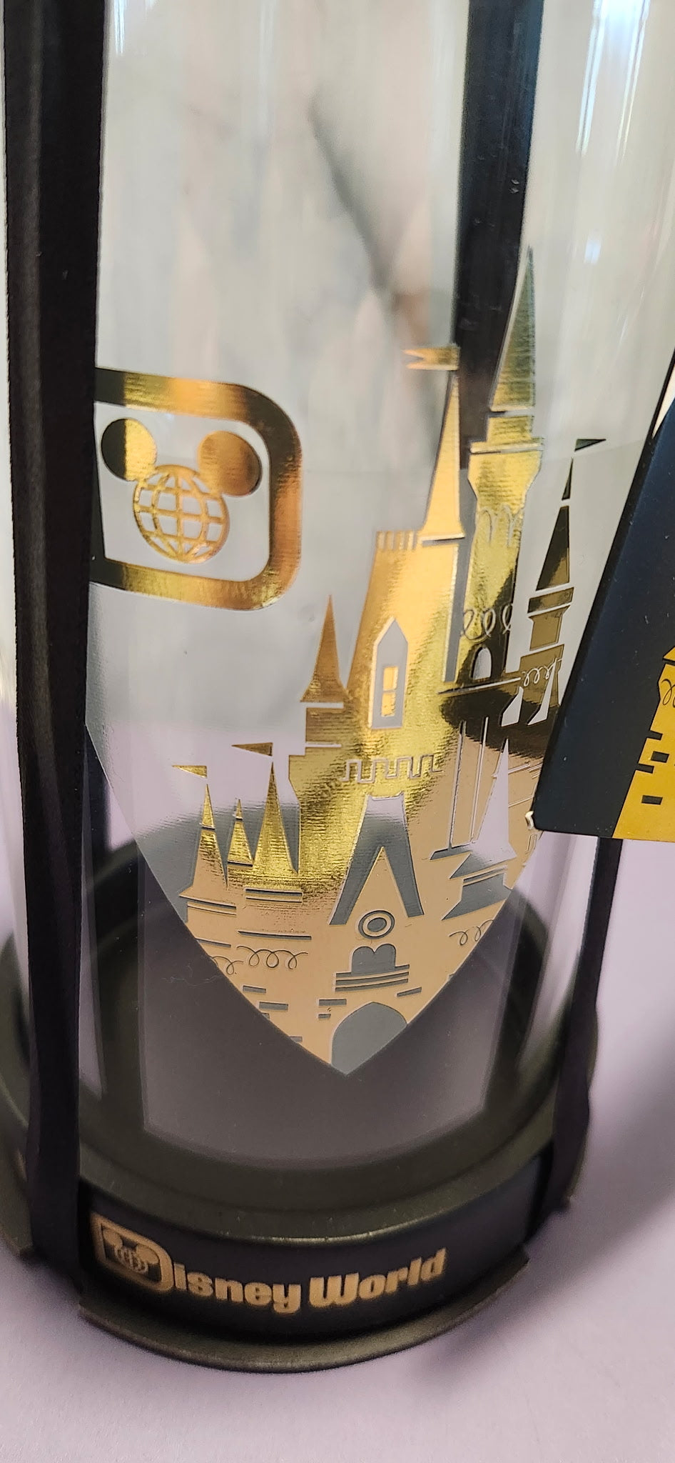 Walt Disney World Cinderella Castle Hurricane Candle Holder Gold & Black NWT
