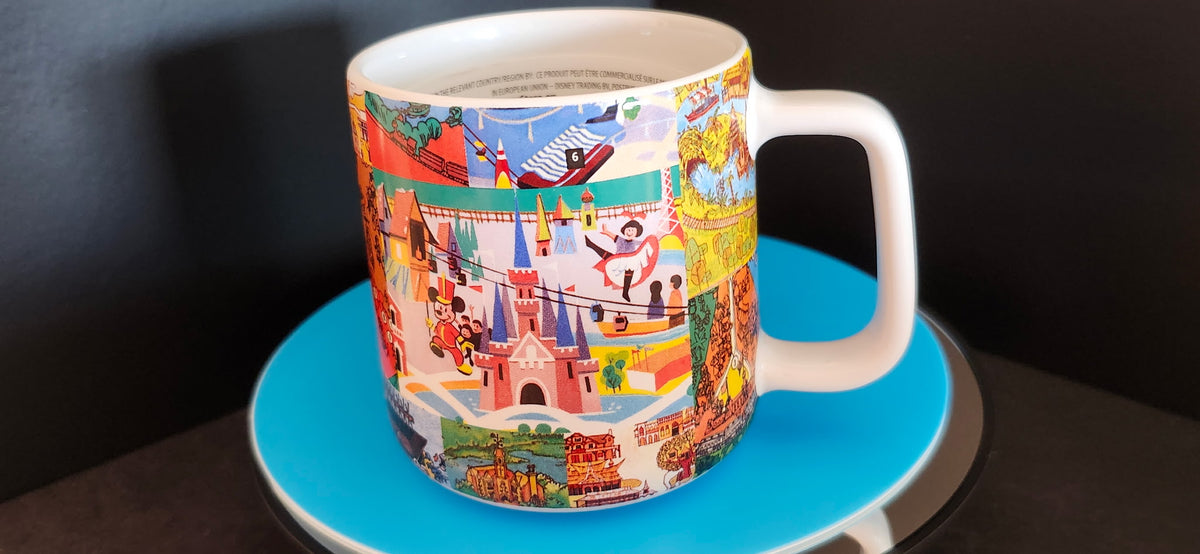 Disney Parks Vintage Maps & Brochure Icons 15oz Stoneware Mug NWT