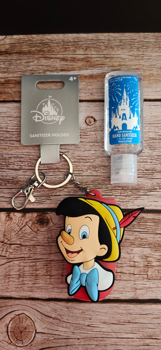 Disney Parks Pinocchio Hand Sanitizer Holder Keychain w/ Sanitizer NWT