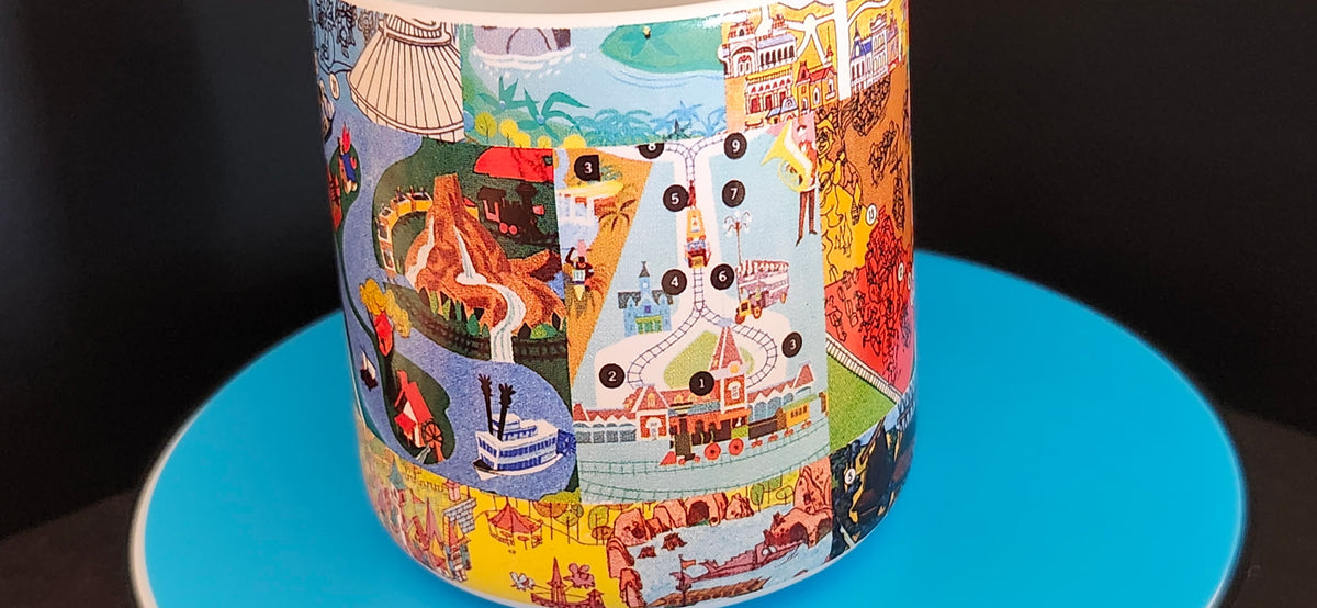 Disney Parks Vintage Maps & Brochure Icons 15oz Stoneware Mug NWT