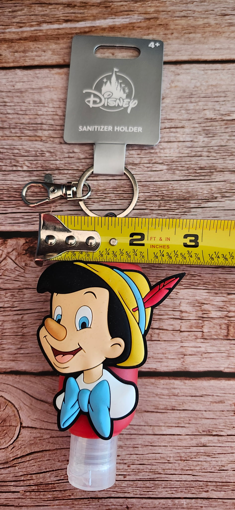 Disney Parks Pinocchio Hand Sanitizer Holder Keychain w/ Sanitizer NWT