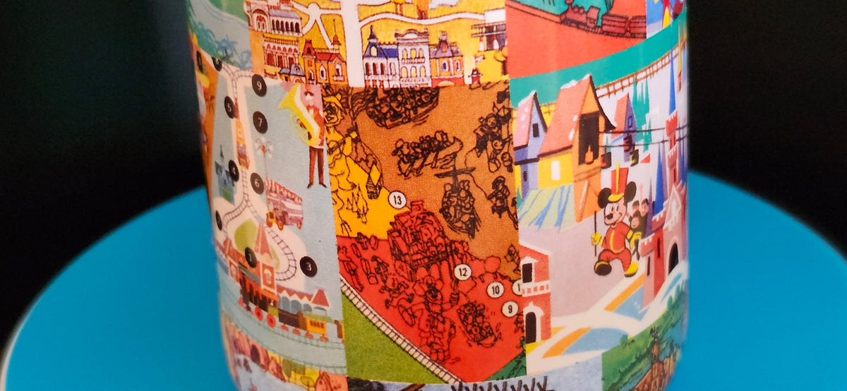 Disney Parks Vintage Maps & Brochure Icons 15oz Stoneware Mug NWT